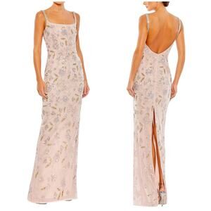 Mac Duggal NWT Rose Hand Beaded Floral Gown Beaded Spaghetti Straps Size 14